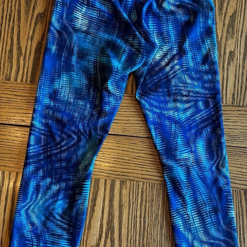 Lululemon Invigorate High Rise Flux Blue Multi Leggings Key Pocket Size 10